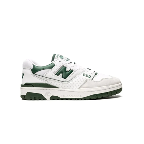 New Balance 550 White-Green Sneakers Right Face Image