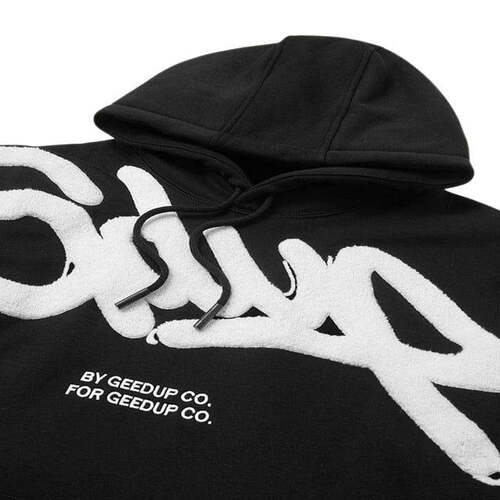 Geedup Handstyle Black White 2023 Hoodie Side Face Image