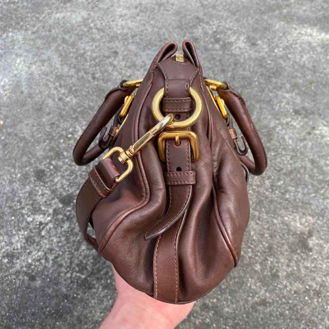 Prada Brown Leather Bauletto Bag