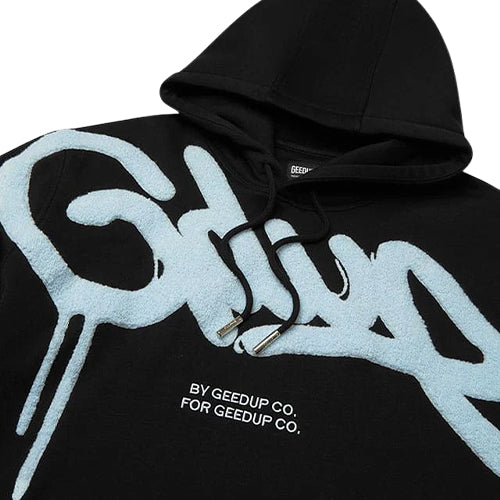 Geedup Handstyle Black Baby Blue Hoodie Side Face Image