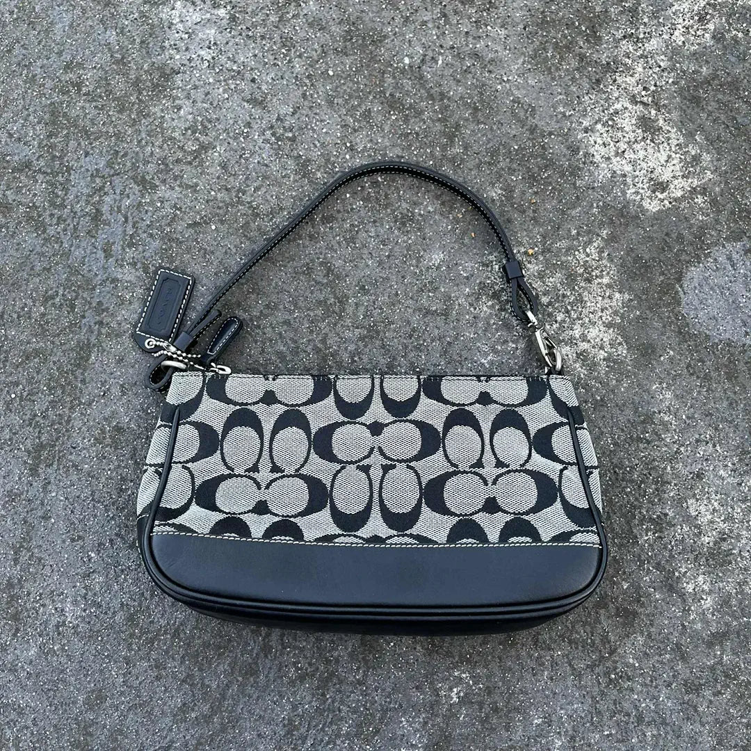 Coach Gray Black  Canvas Shoulder Bag