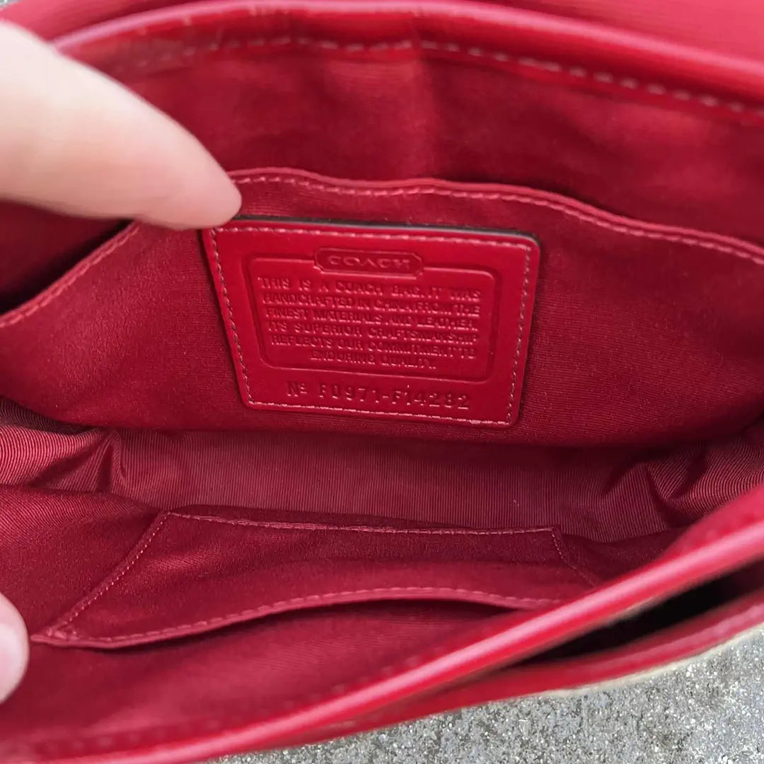Red and Brown Vintage Coach Canvas Shoulder Bag