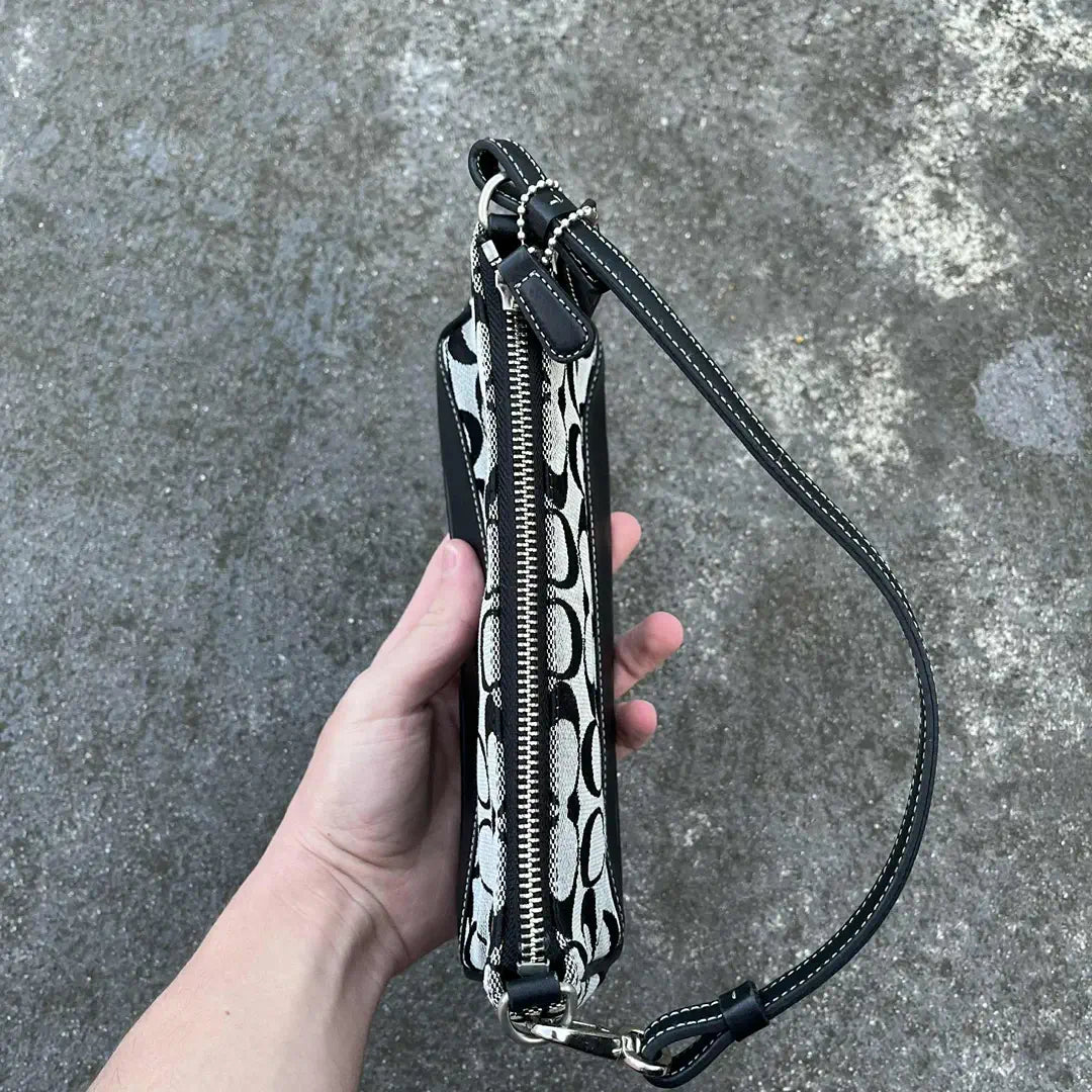 Coach Gray Black  Canvas Shoulder Bag