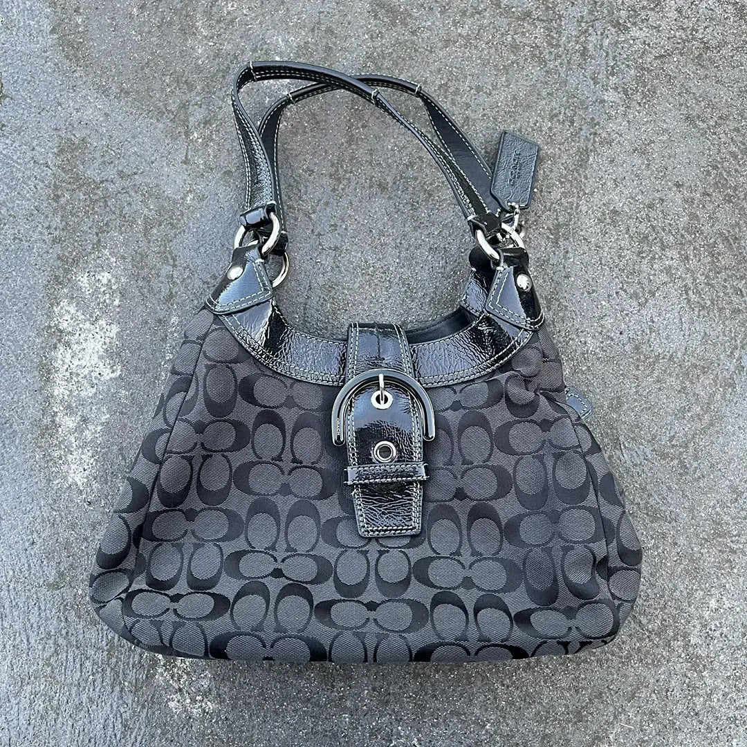 Coach Signature Hand Bag Canvas Black