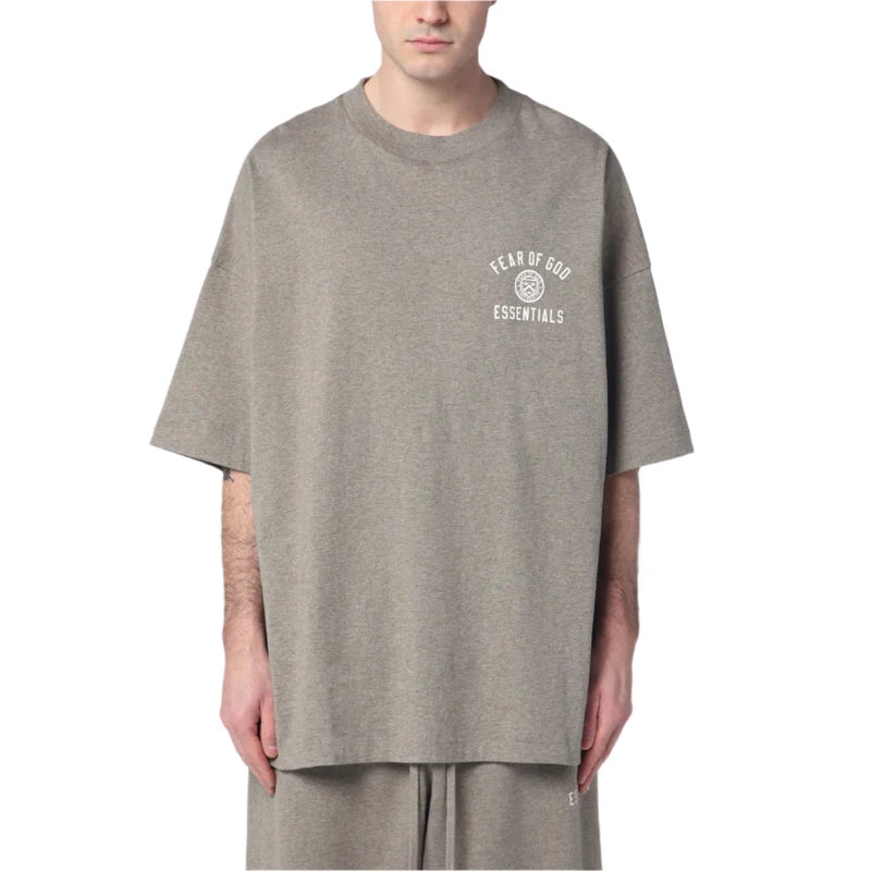 Fear Of God Essentials University Logo T-Shirt 'Heather Oatmeal'
