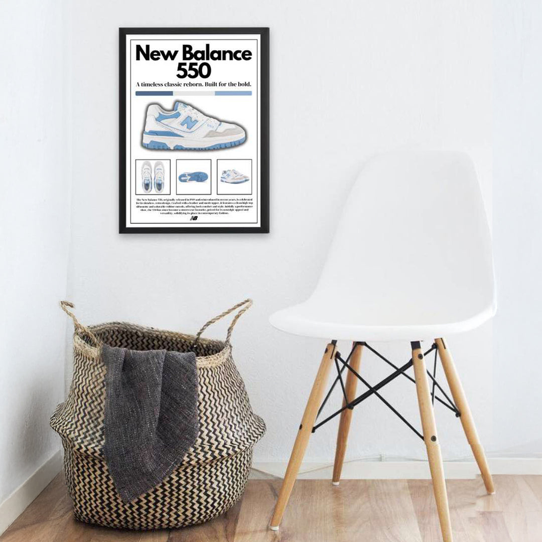 New Balance 550 Munsell White  University Blue Wall Poster